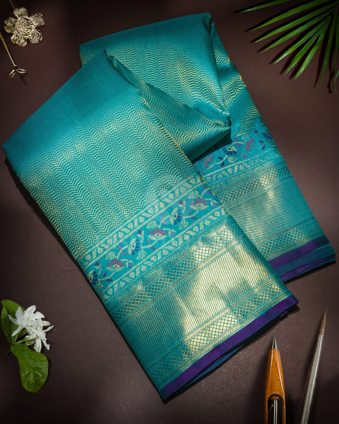 Sky Blue Meenakari Kanjivaram Silk Saree-S1843(B)