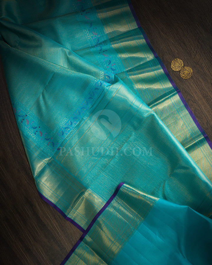 Sky Blue Meenakari Kanjivaram Silk Saree-S1843(B)