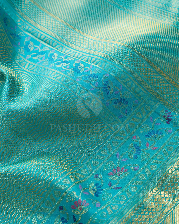 Sky Blue Meenakari Kanjivaram Silk Saree-S1843(B)