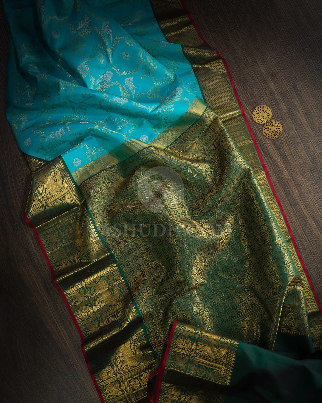 Tiffany Blue Kanjivaram Silk Saree-S1825(B)