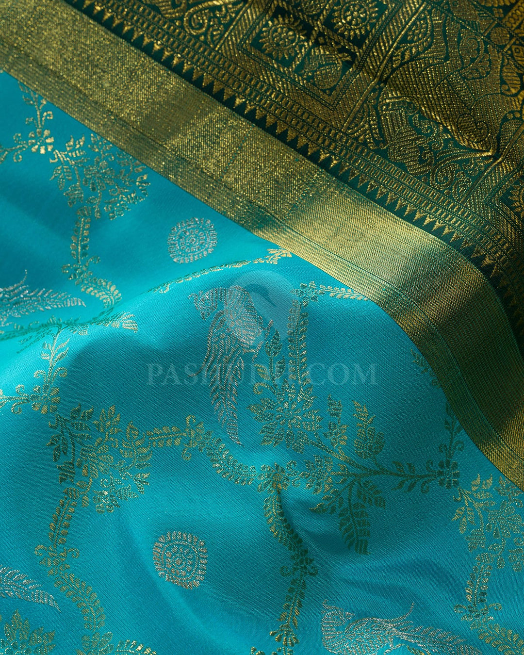 Tiffany Blue Kanjivaram Silk Saree-S1825(B)