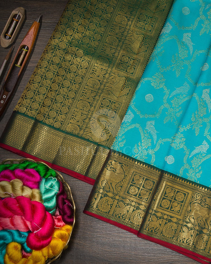 Tiffany Blue Kanjivaram Silk Saree-S1825(B)