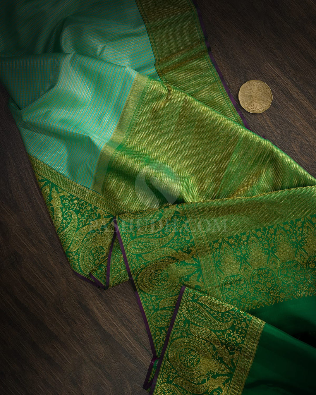 Sky Blue With Parrot Green Kanjivaram Silk Saree-S1742(B)