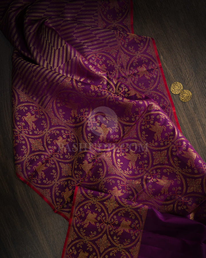 Dual Shaded Purple Meenakari Border Kanjivaram Silk Saree-S1824(B)