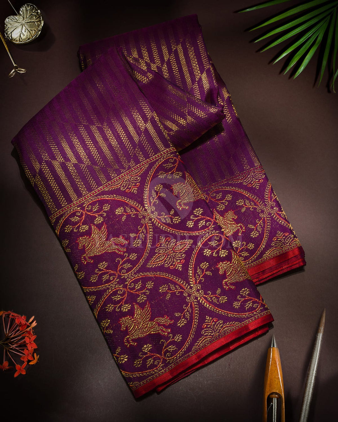 Dual Shaded Purple Meenakari Border Kanjivaram Silk Saree-S1824(B)