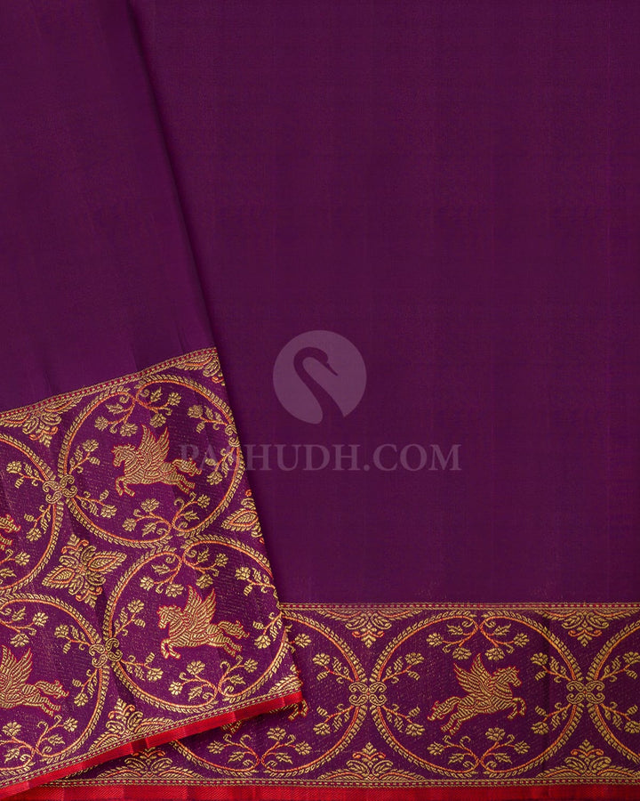 Dual Shaded Purple Meenakari Border Kanjivaram Silk Saree-S1824(B)
