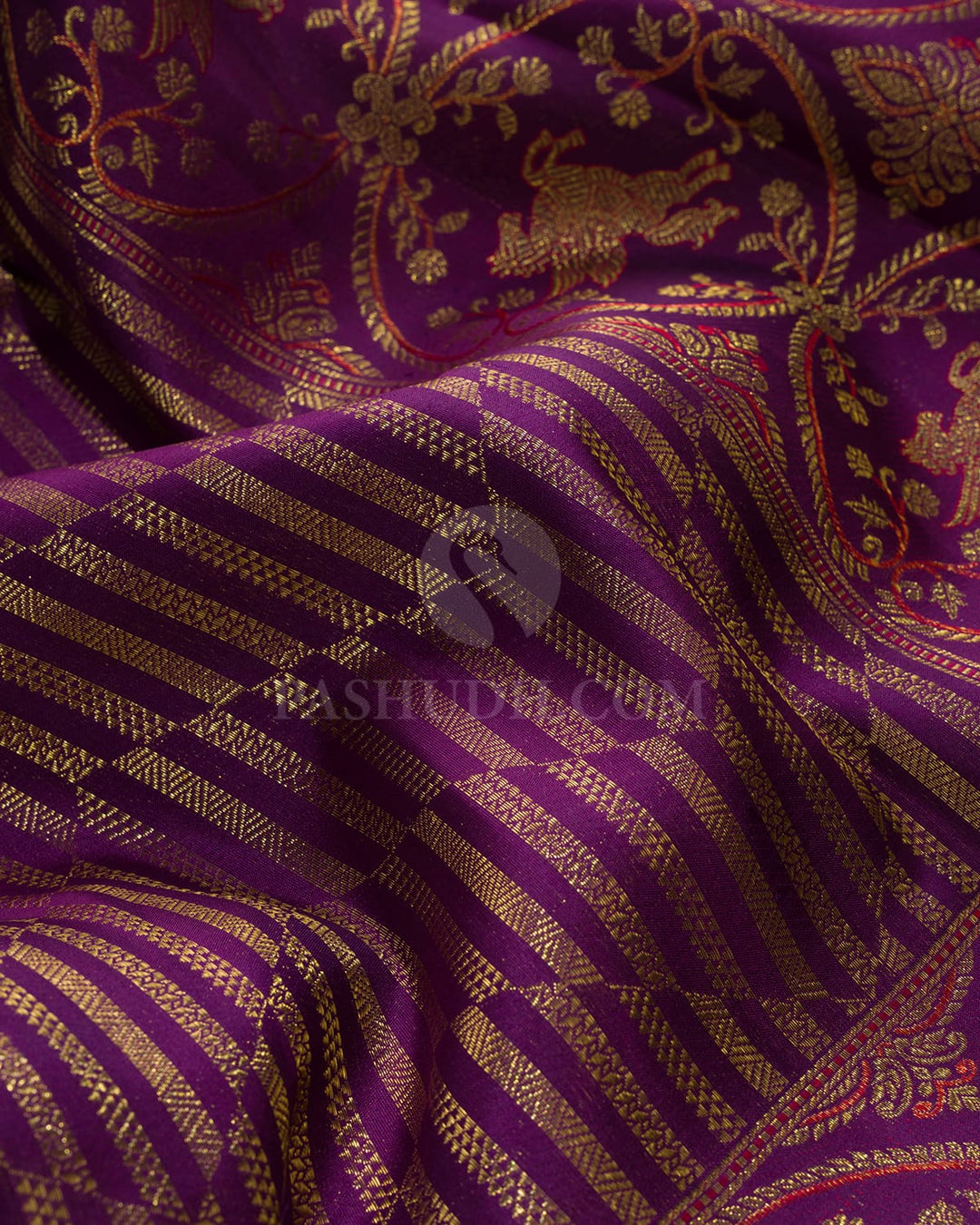 Dual Shaded Purple Meenakari Border Kanjivaram Silk Saree-S1824(B)