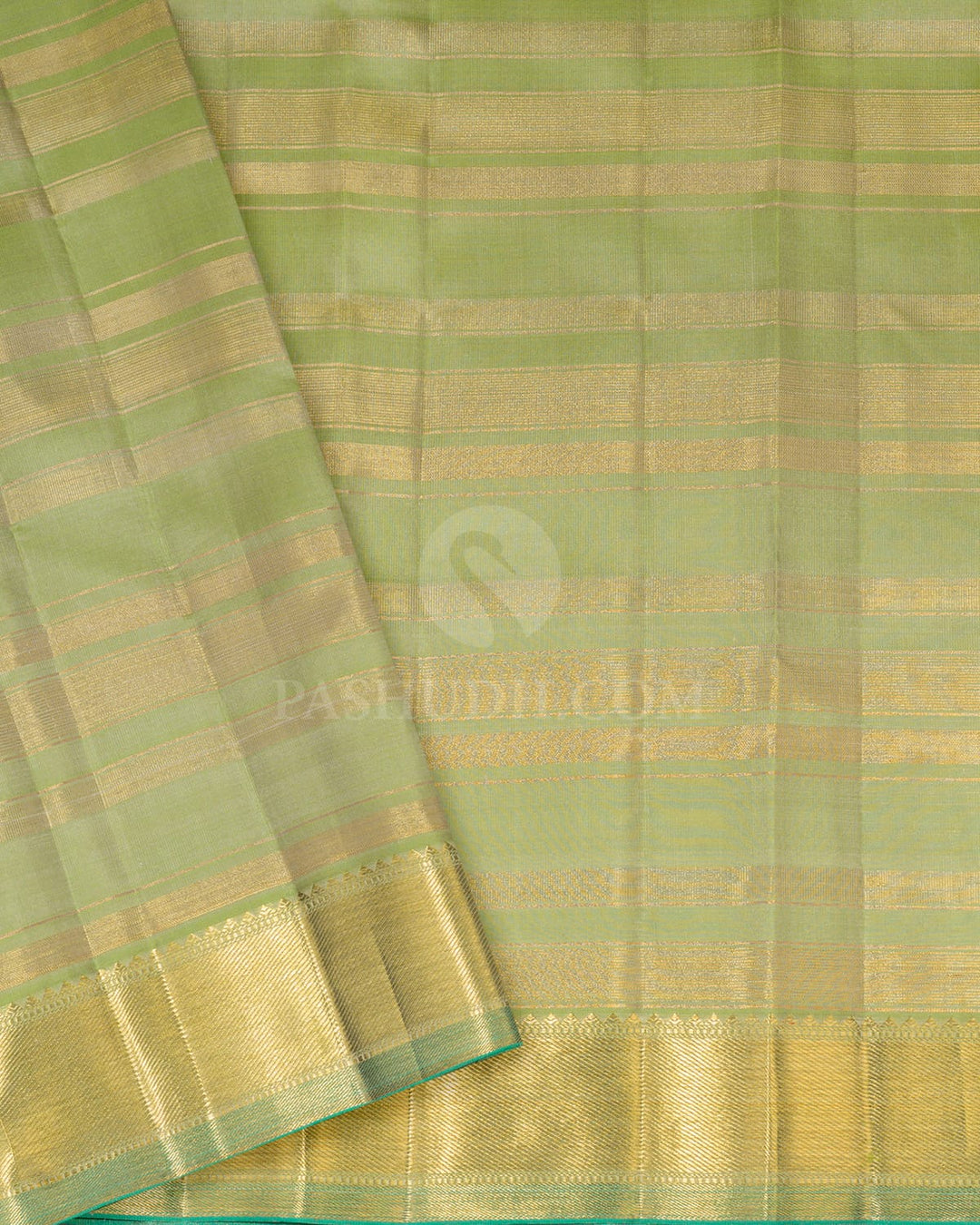 Beige With Sage Green Kanjivaram Silk Saree-S1455(B)