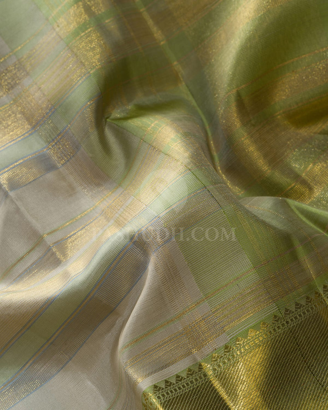Beige With Sage Green Kanjivaram Silk Saree-S1455(B)