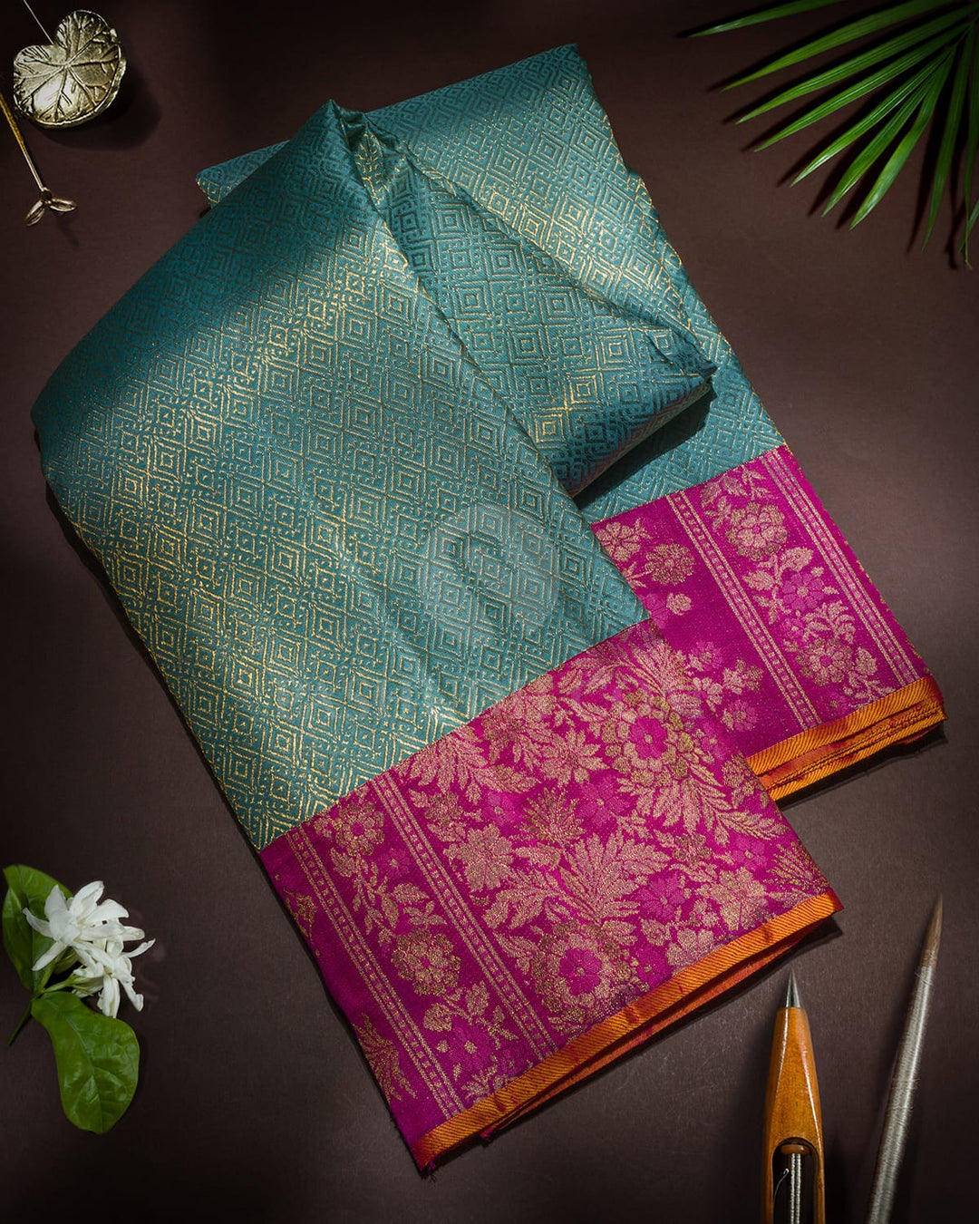Powder Blue Meenakari Kanjivaram Silk Saree-S1852(A)