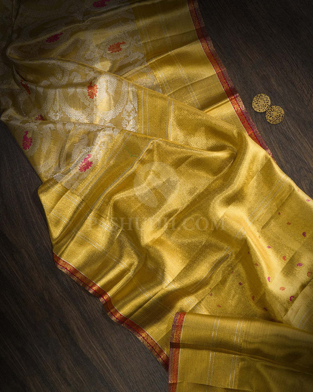 Gold And Silver Meenakari Zari Tissue Kanjivaram Silk Saree-S1849(A)