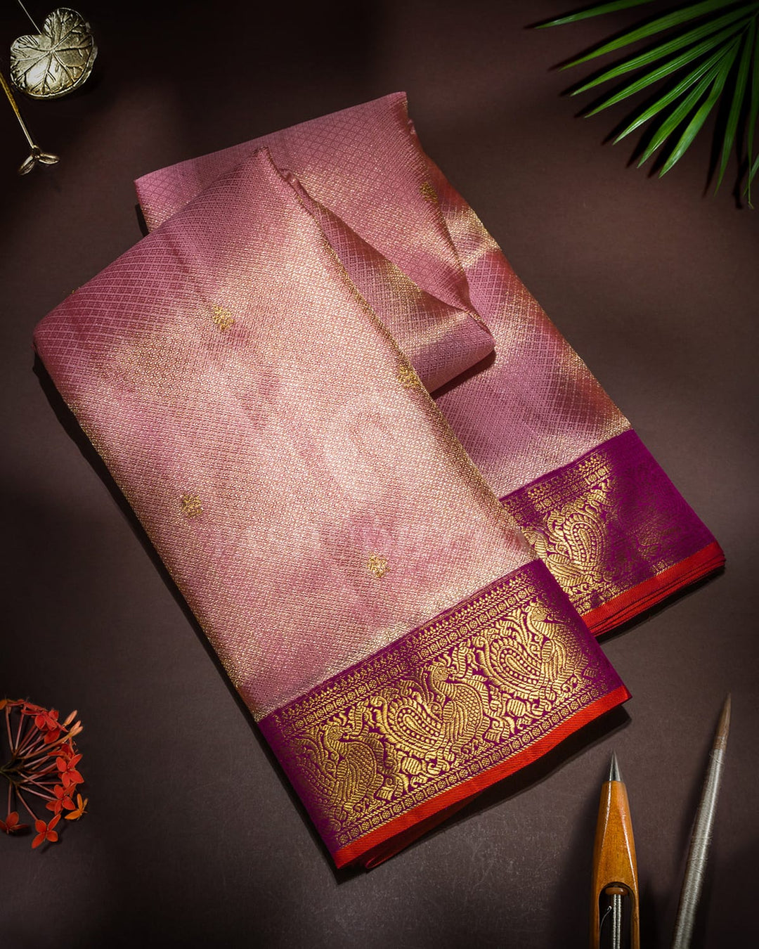 Baby Pink Silk Shimmer Kanjivaram Silk Saree-S1857(A)