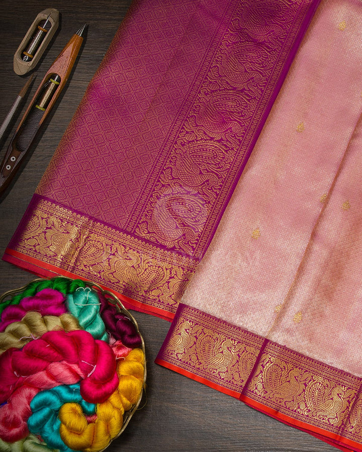 Baby Pink Silk Shimmer Kanjivaram Silk Saree-S1857(A)
