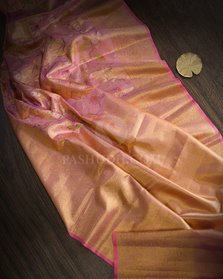 Baby Pink Gold Tissue Kanjivaram Silk Saree-S1853(A)