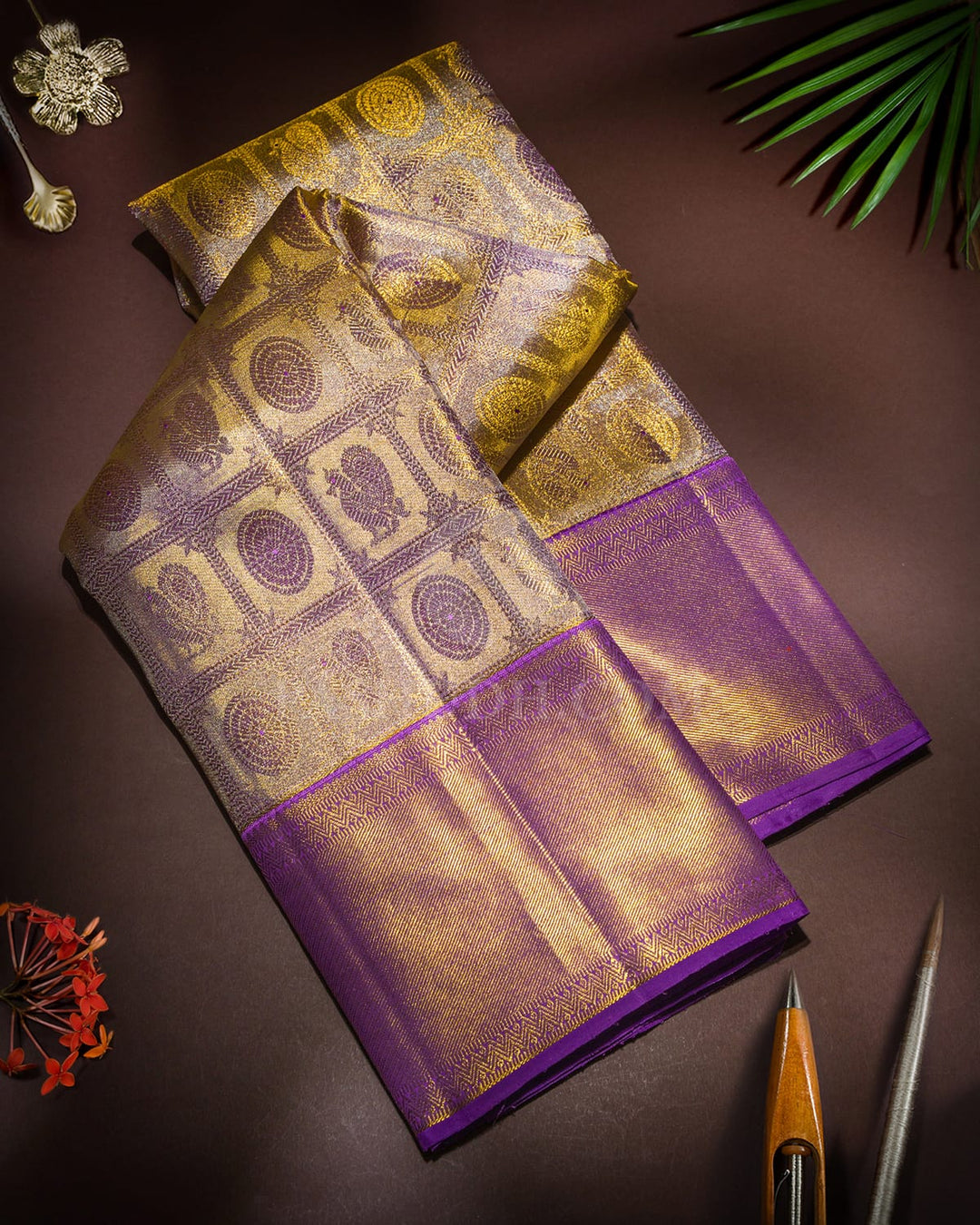 Gold And Silver Zari Tissue Kanjivaram Silk Saree-SP468