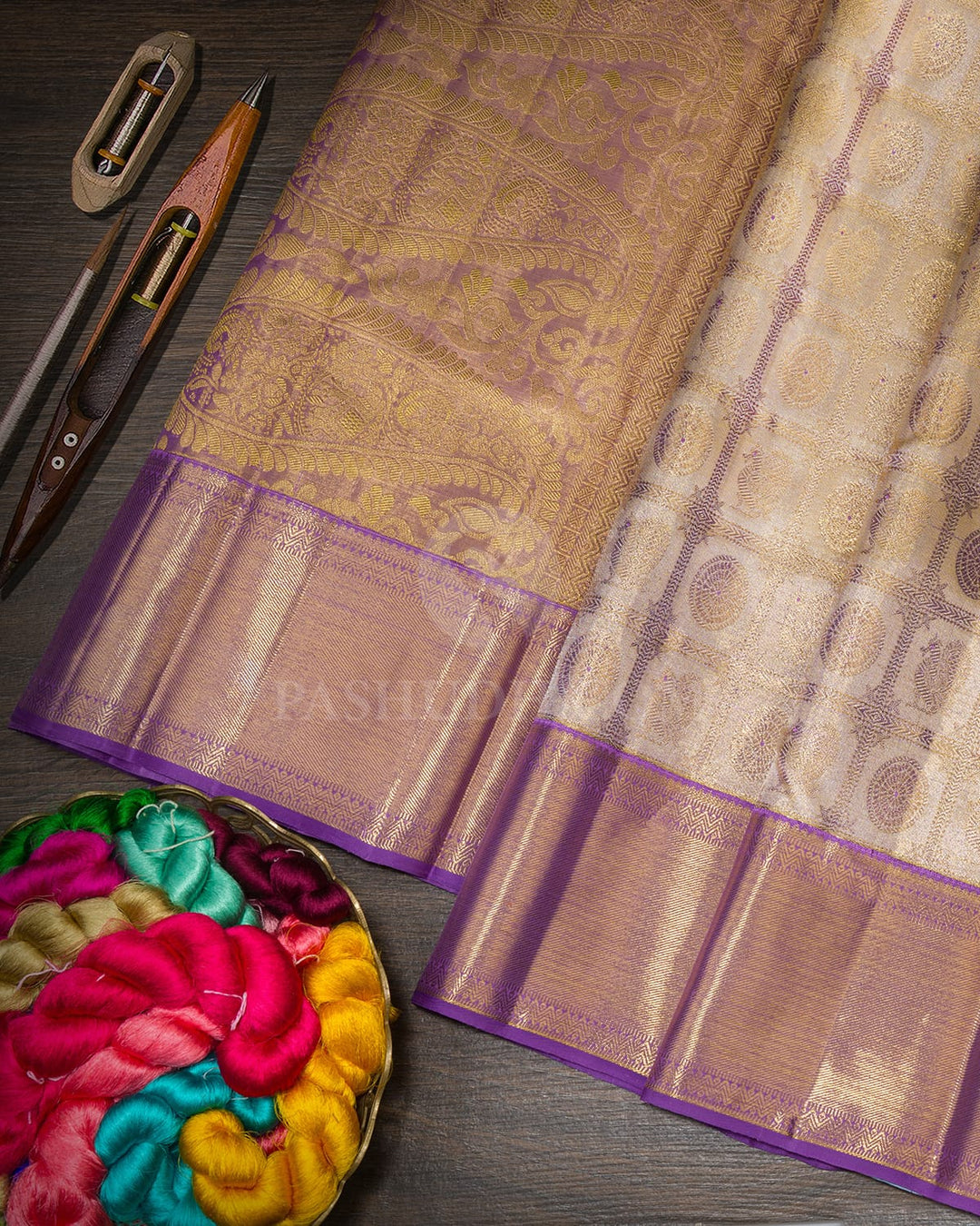 Gold And Silver Zari Tissue Kanjivaram Silk Saree-SP468