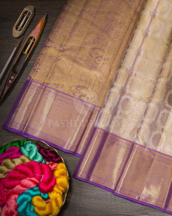 Gold And Silver Zari Tissue Kanjivaram Silk Saree-SP468