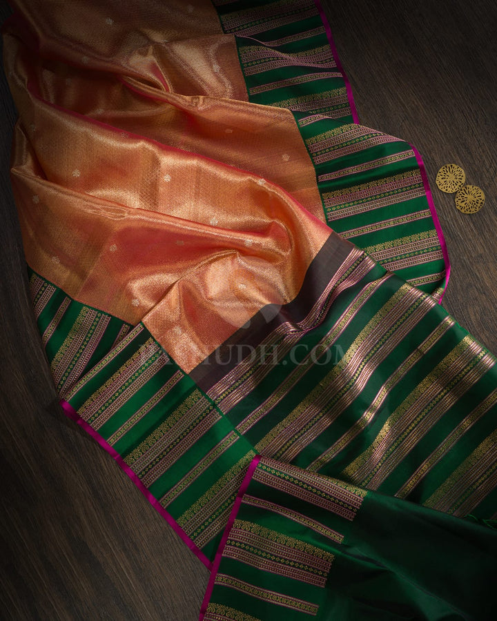 Pink Gold Organza Shimmer Kanjivaram Silk Saree-S1639(B)