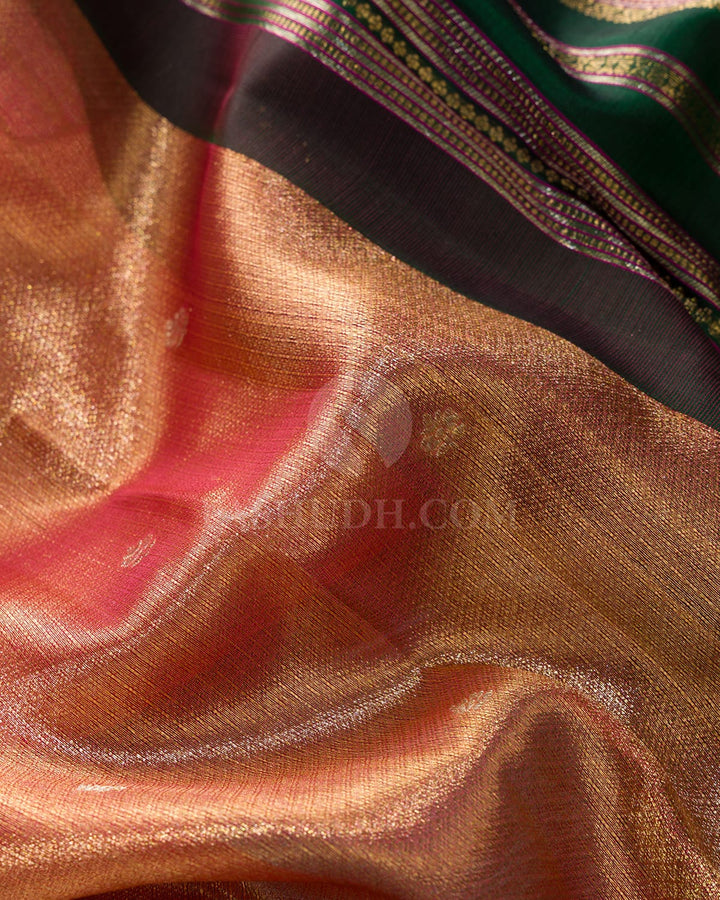Pink Gold Organza Shimmer Kanjivaram Silk Saree-S1639(B)