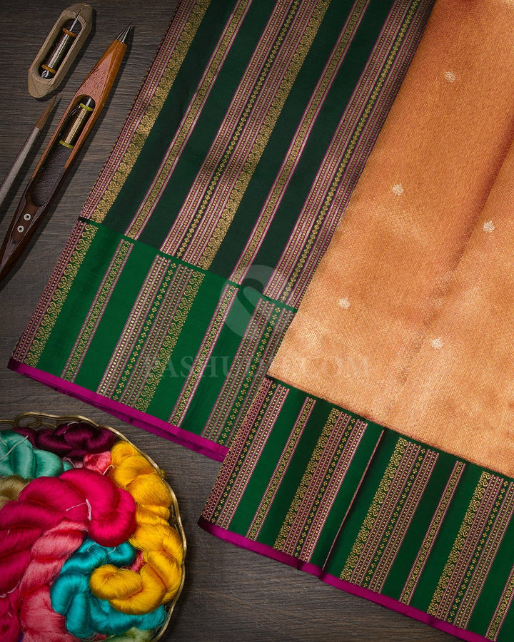 Pink Gold Organza Shimmer Kanjivaram Silk Saree-S1639(B)