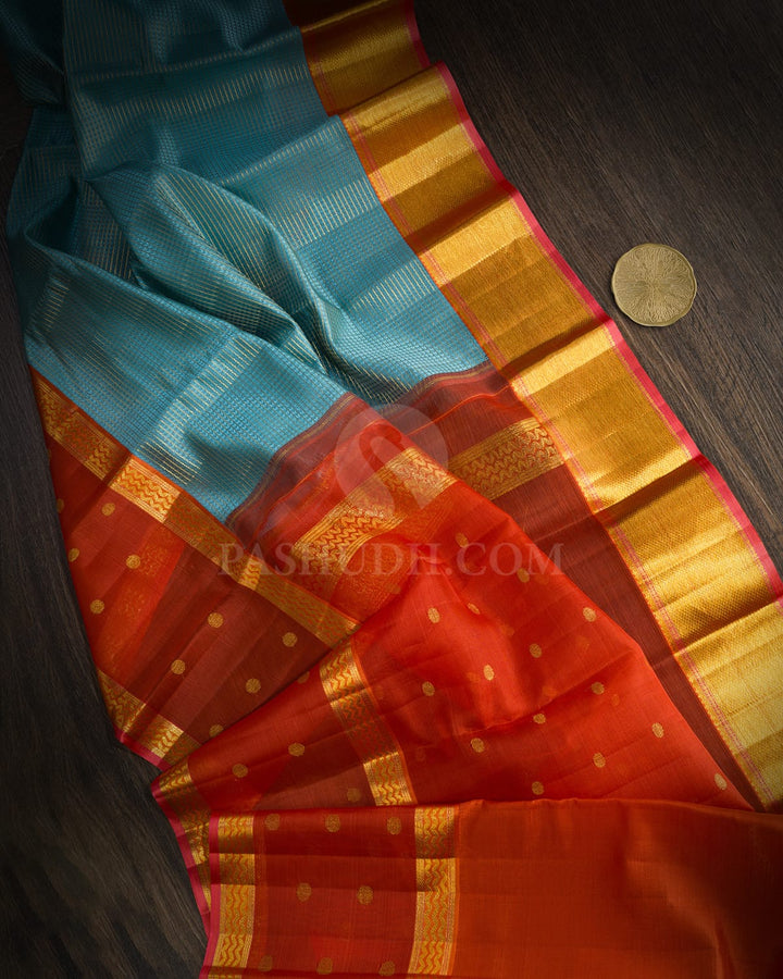 Powder Blue Organza Shimmer Kanjivaram Silk Saree-S1704(D)
