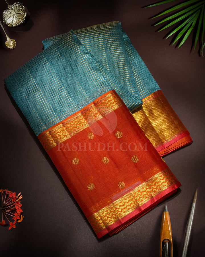Powder Blue Organza Shimmer Kanjivaram Silk Saree-S1704(D)