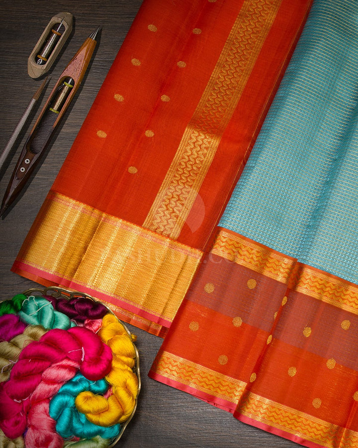 Powder Blue Organza Shimmer Kanjivaram Silk Saree-S1704(D)