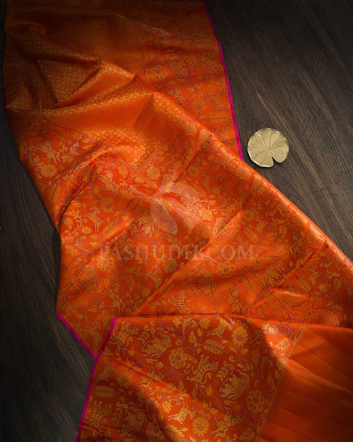 Rust Orange Vanasingaram Kanjivaram Silk Saree-S1503(K)
