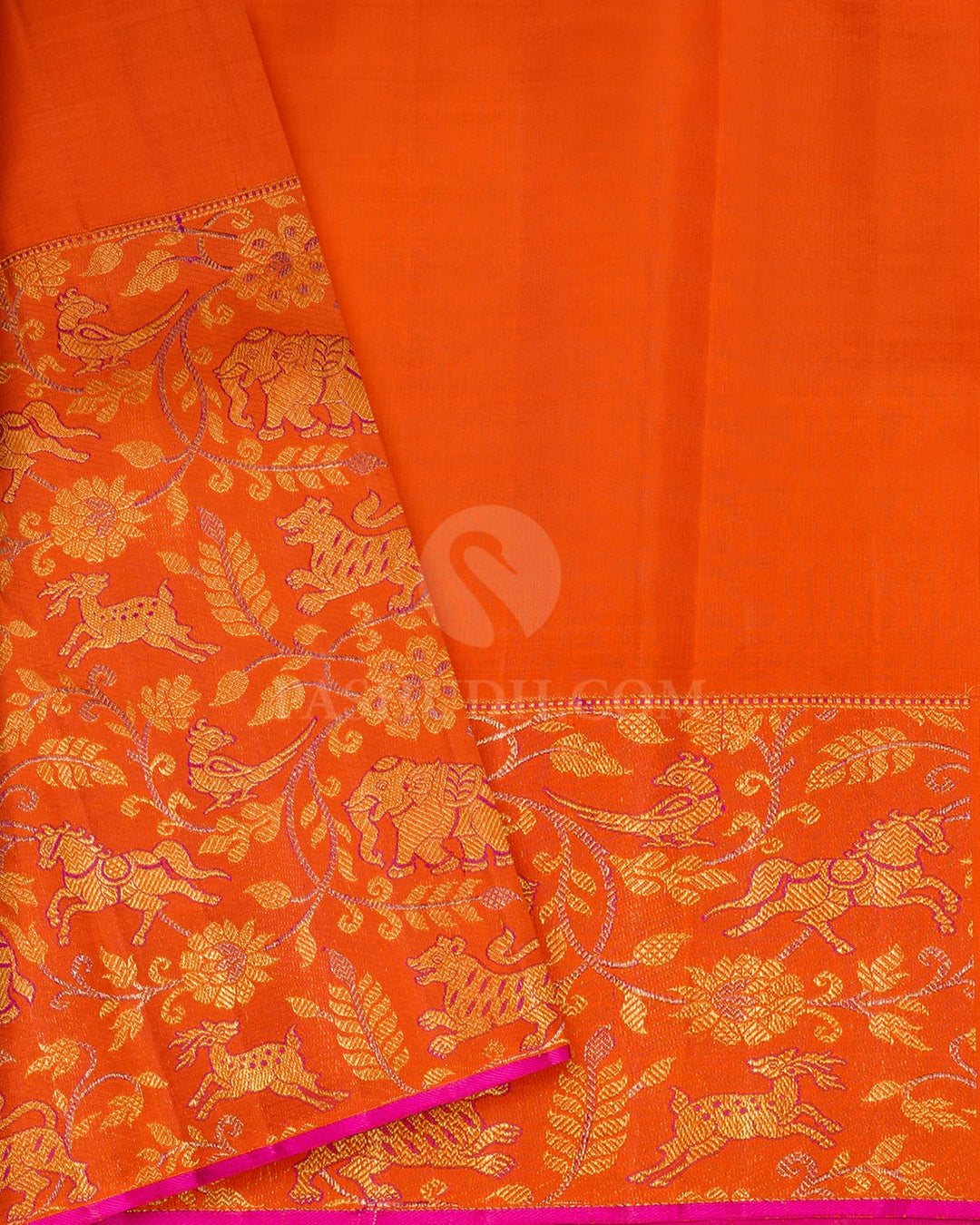 Rust Orange Vanasingaram Kanjivaram Silk Saree-S1503(K)