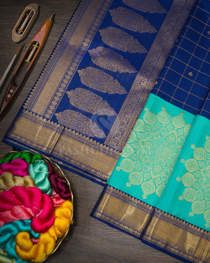 Ink Blue Traditional Kanjivaram Silk Saree-S1703(F)