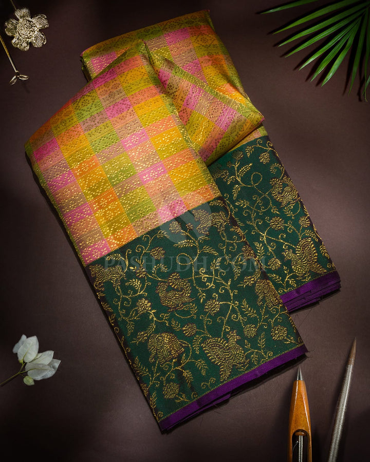 Multicolored Vanasingaram Kanjivaram Silk Saree-S1836(B)