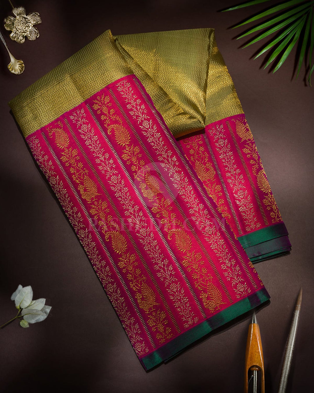 Lime Green Silk Shimmer Kanjivaram Silk Saree-S1851(A)