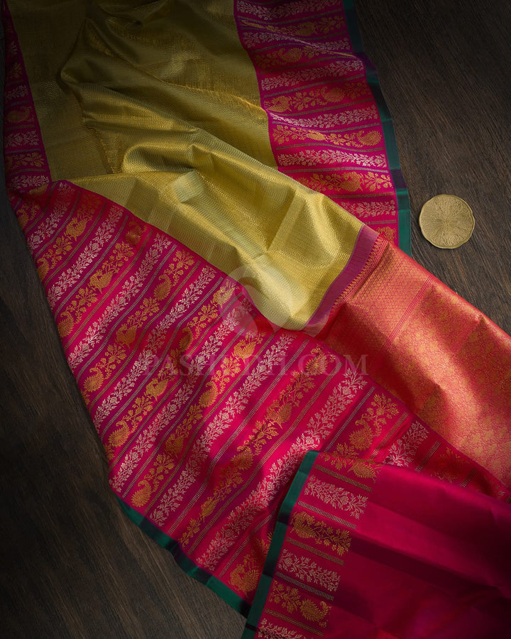 Lime Green Silk Shimmer Kanjivaram Silk Saree-S1851(A)