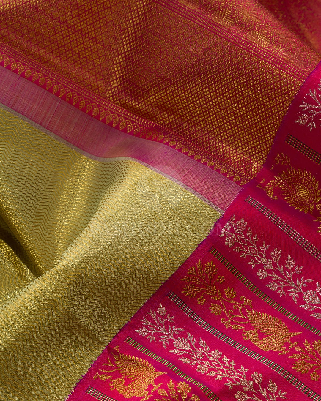 Lime Green Silk Shimmer Kanjivaram Silk Saree-S1851(A)