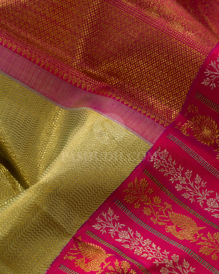 Lime Green Silk Shimmer Kanjivaram Silk Saree-S1851(A)