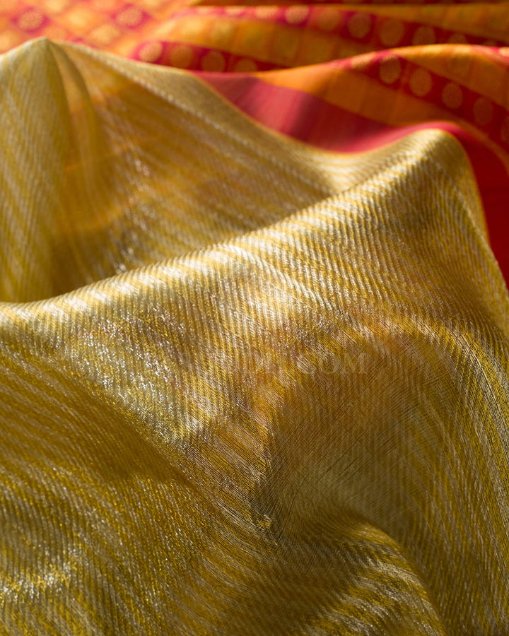 Gold And Silver Organza Shimmer Kanjivaram Silk Saree-S1854(A)