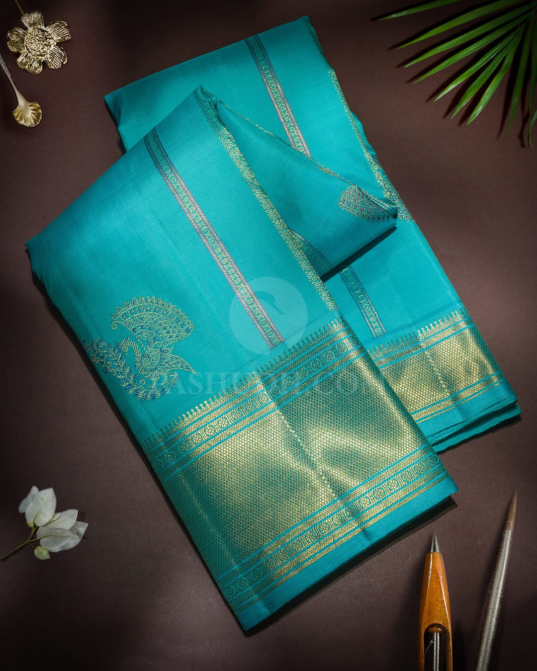Dual Shaded Sky Blue Meenakari Kanjivaram Silk Saree-S1566(D)