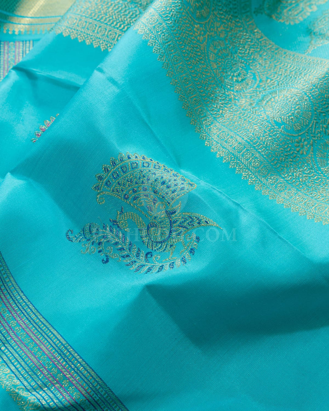 Dual Shaded Sky Blue Meenakari Kanjivaram Silk Saree-S1566(D)