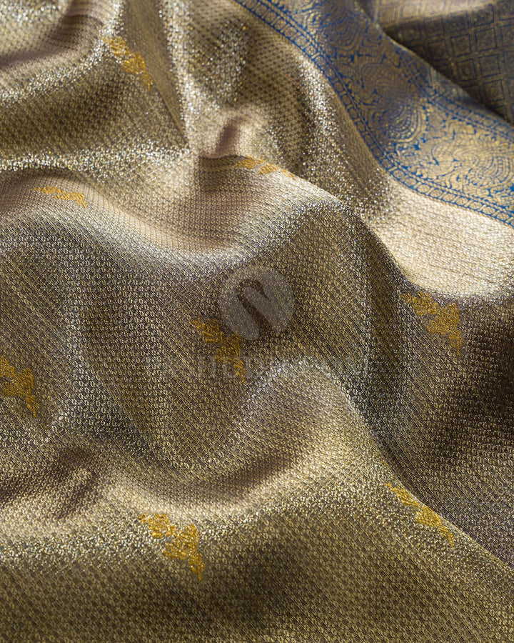 Gold And Silver Organza Shimmer Kanjivaram Silk Saree-S1442(B)