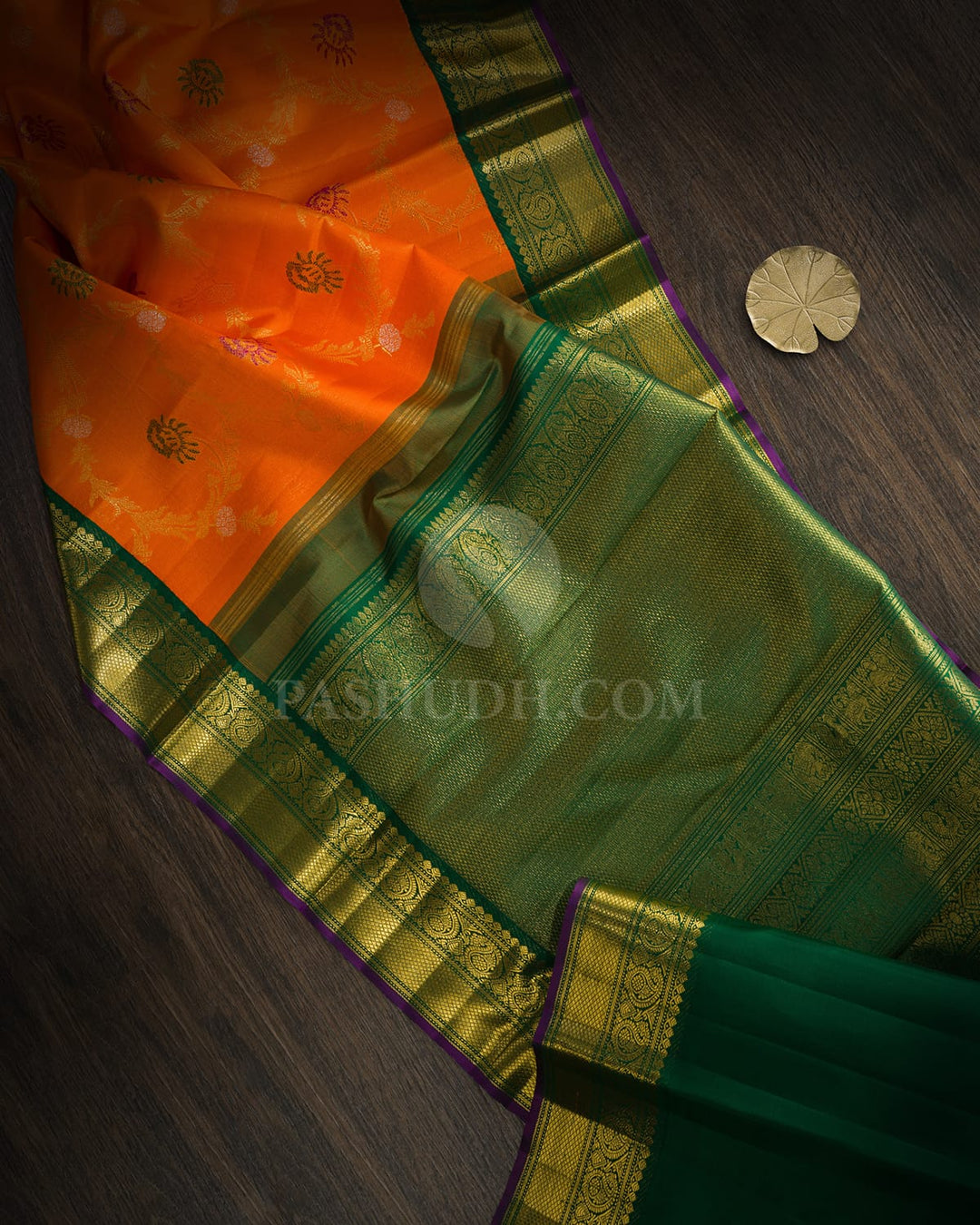 Bright Orange Meenakari Kanjivaram Silk Saree-S1458(D)