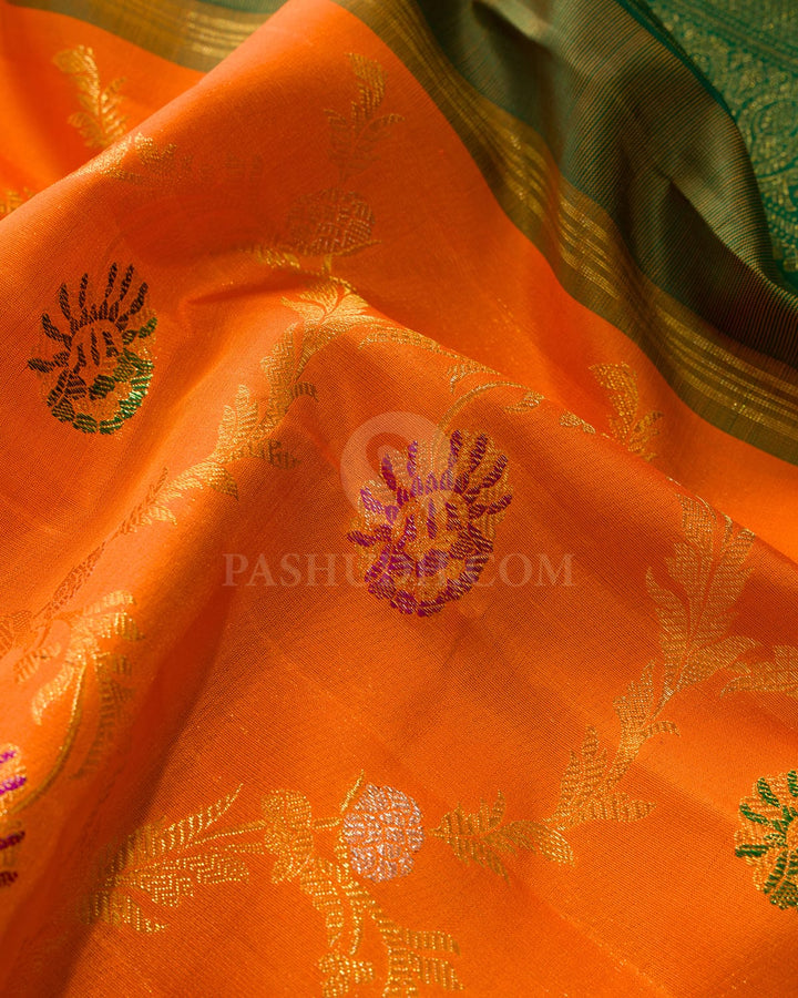 Bright Orange Meenakari Kanjivaram Silk Saree-S1458(D)