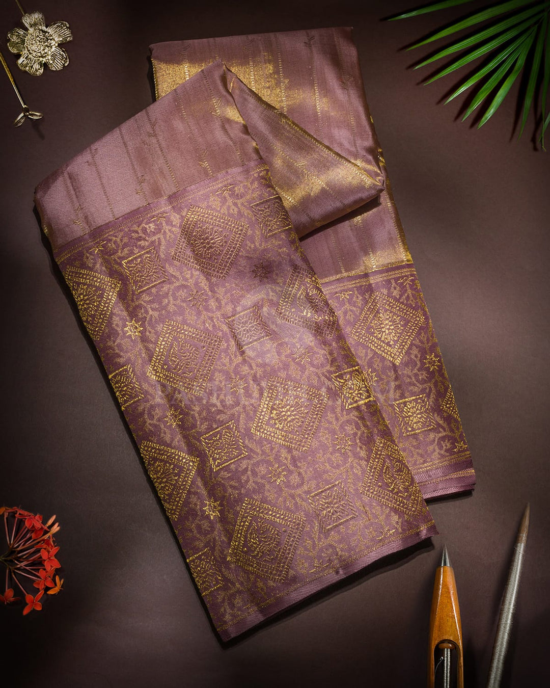 Mauve Silk Shimmer Kanjivaram Silk Saree-S1627(C)