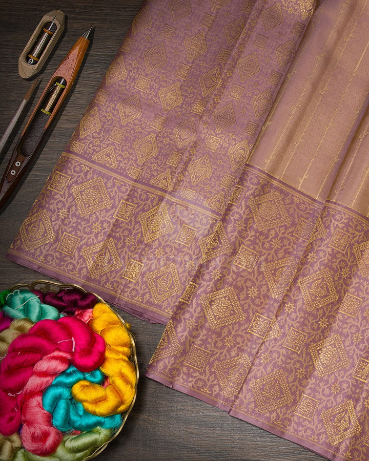 Mauve Silk Shimmer Kanjivaram Silk Saree-S1627(C)