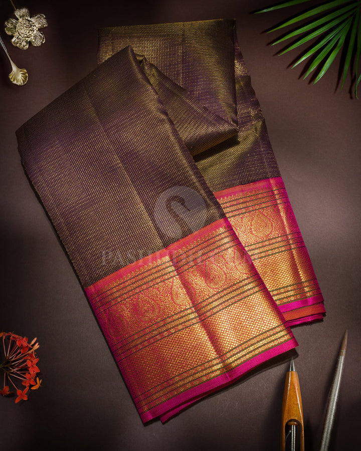 Plum Purple Vairaoosi Traditional Kanjivaram Silk Saree-S1847(A)
