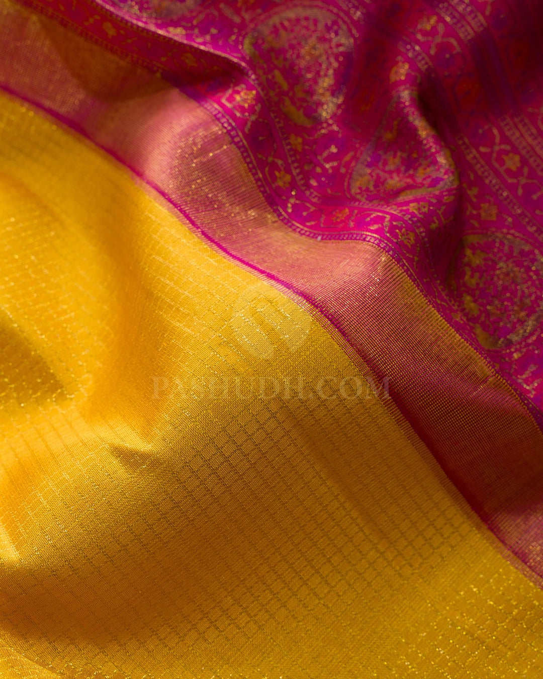 Mustard Yellow Antique Border Kanjivaram Silk Saree-S1764(C)