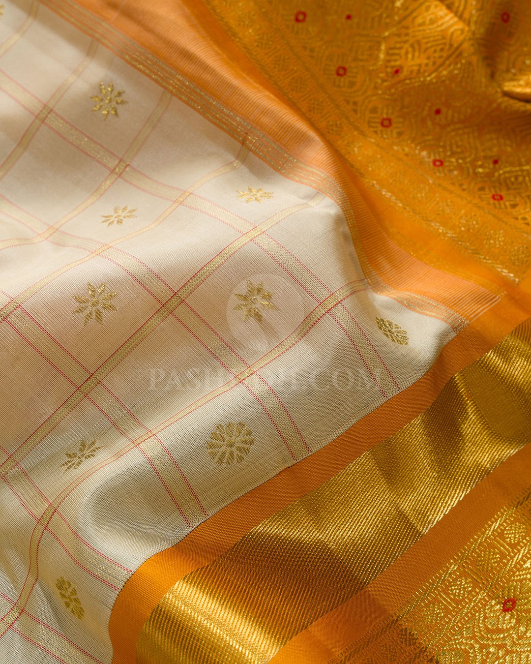 Cream Traditional Kanjivaram Silk Saree-S1771(B)