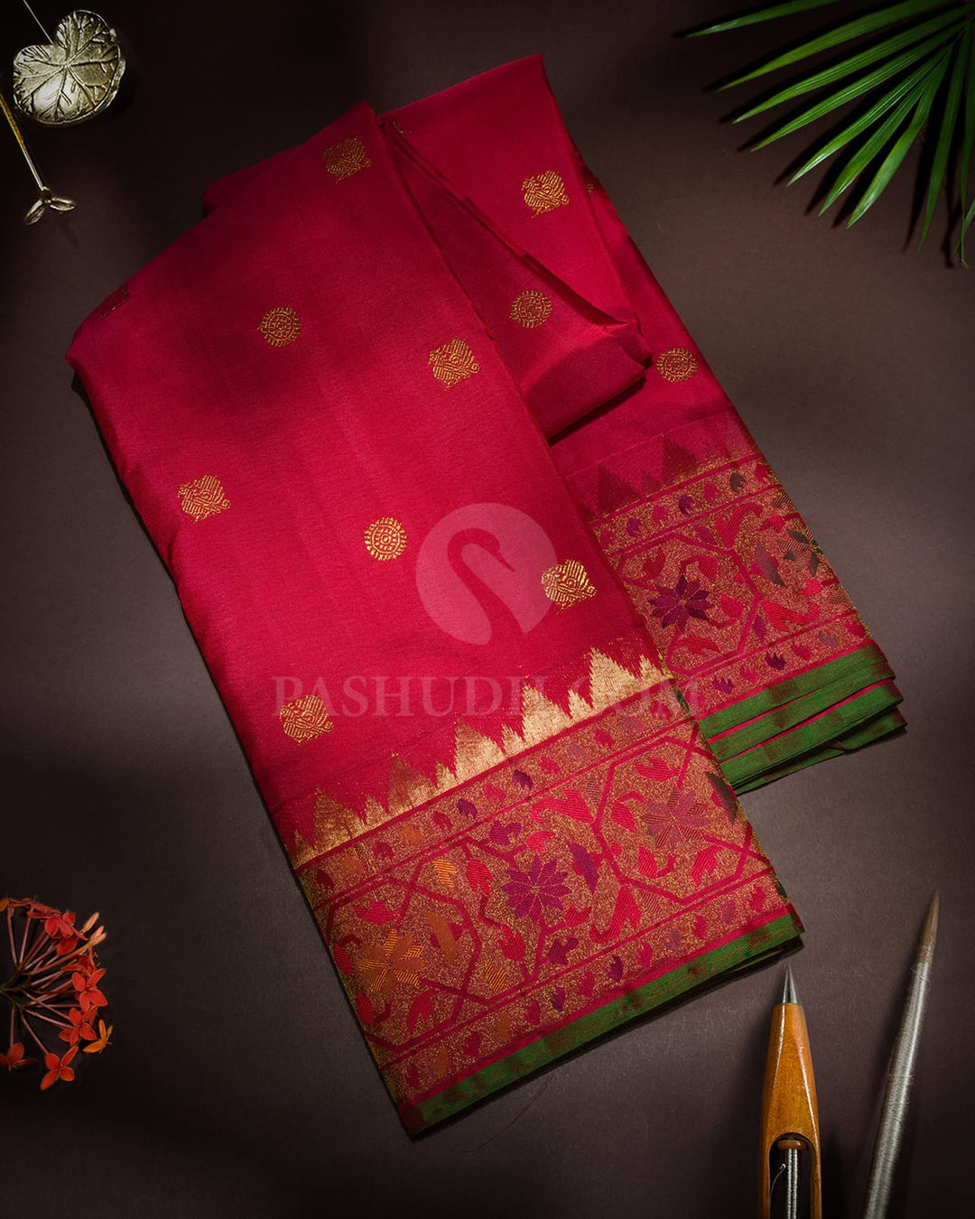 Bold Red Paithani Kanjivaram Silk Saree-S1772(E)