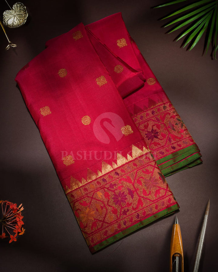 Bold Red Paithani Kanjivaram Silk Saree-S1772(E)