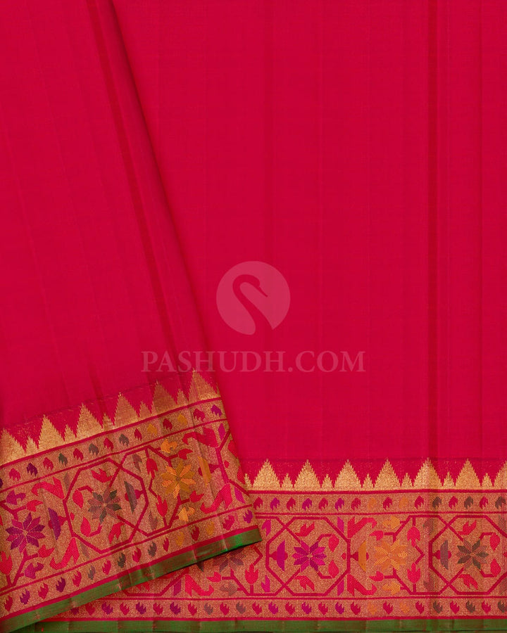 Bold Red Paithani Kanjivaram Silk Saree-S1772(E)