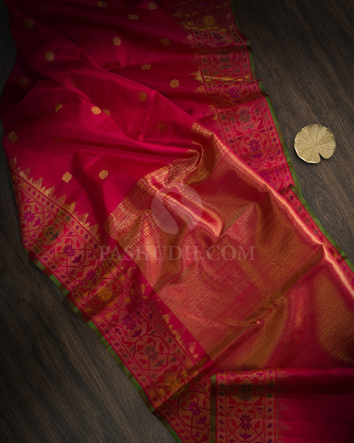 Bold Red Paithani Kanjivaram Silk Saree-S1772(E)